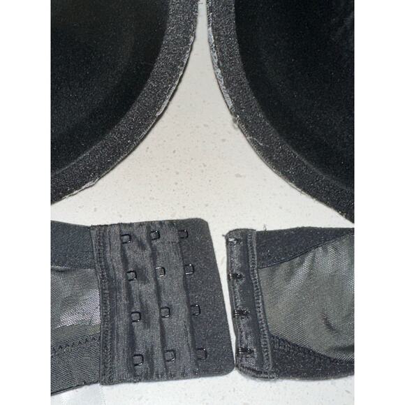 Cacique Bra Boost Plunge Black Gray lace overlay Adjustable strap 50 C - Picture 8 of 8